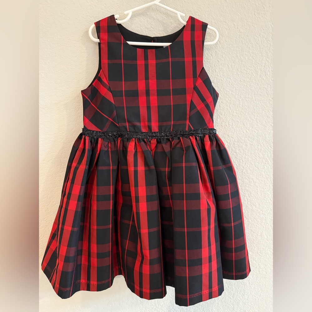 Cherokee Sleeveless Dress Red/Black Plaid Girls Size Small 6/6x Party Holiday
